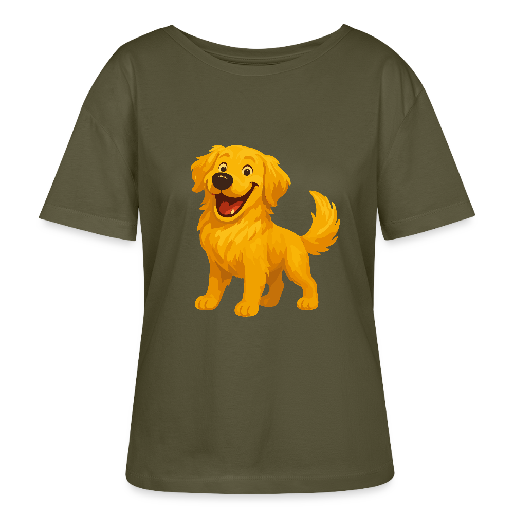 Golden Retriever Shirt Fröhlicher  Cartoon – lachendes Hundemotiv, süßes Geschenk für Hundeliebhaber und Tierfreunde - Khaki