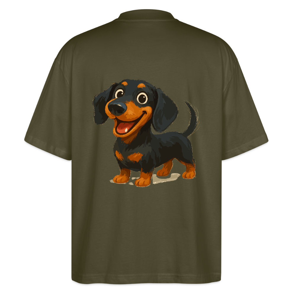 Dackel Oversized – Fröhlicher Cartoon Dachshund | Niedlicher Hund Pullover Geschenk für Hundefans - Khaki