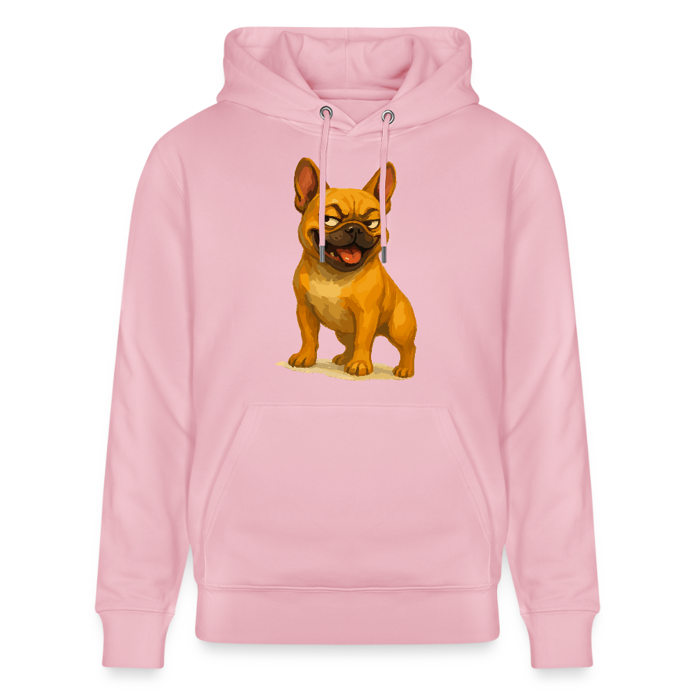 Französische Bulldogge Hoodie - Frecher Cartoon mit verschmitztem Grinsen – Humorvolles Hunde Motiv für Tierfreunde und Geschenkideen - Hellrosa