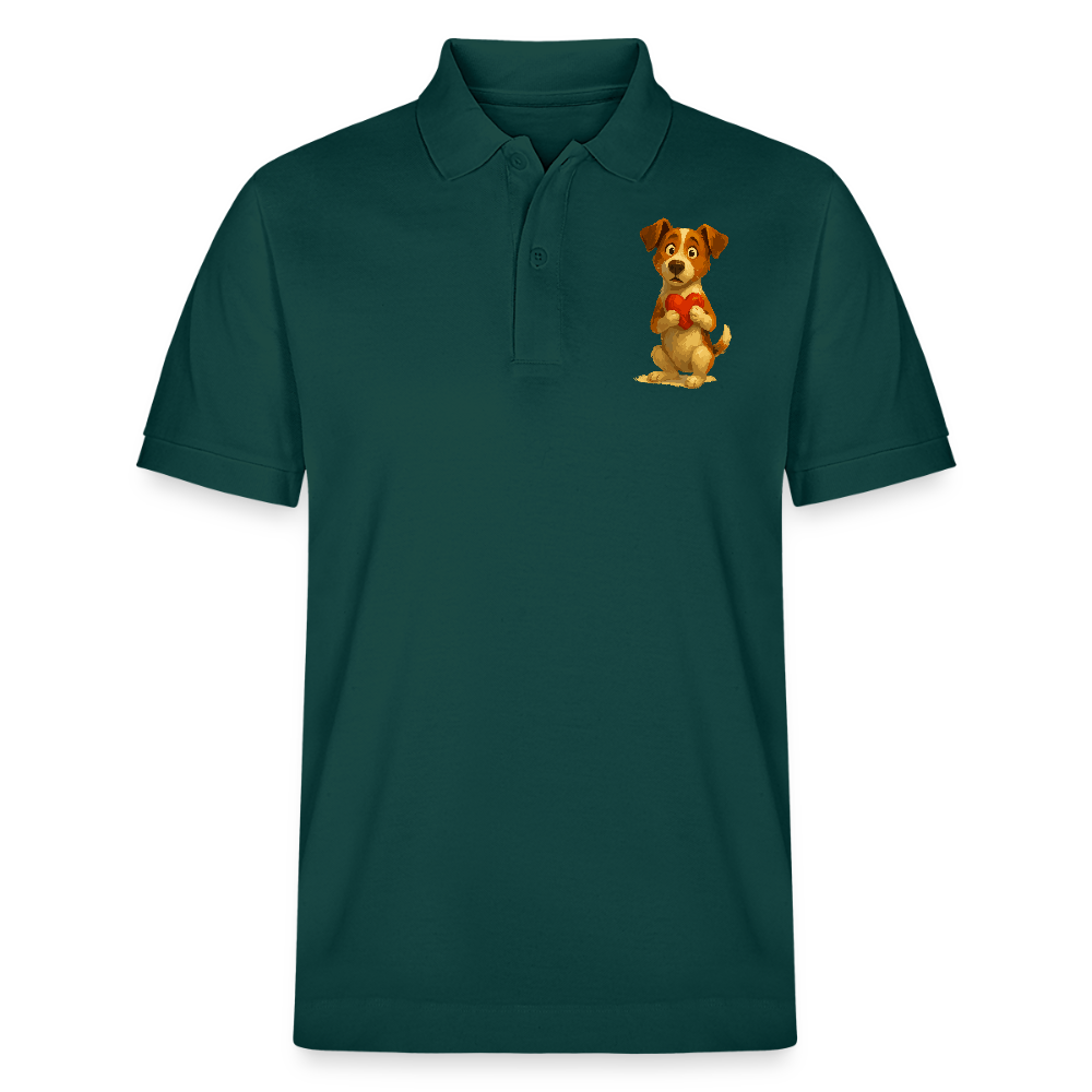 Jack Russell Terrier Poloshirt mit Herz – süßes Cartoon Motiv, liebevoller Hund, Geschenkidee für Valentinstag und Hundeliebhaber - Glasiertes Grün