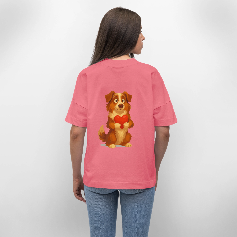 Australian Shepherd Oversized Süßer Cartoon mit Herz – Liebevolles Hunde Motiv für Valentinstag, Freundschaft und Geschenkideen - Pink 