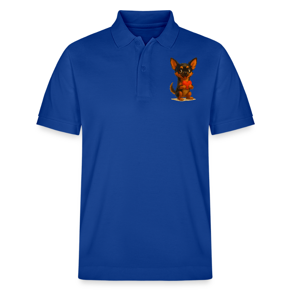 Chihuahua Poloshirt Cartoon Hund mit Herz – süßes Tiermotiv, Geschenkidee für Hundefans, Valentinstag und romantische Anlässe - Dunkelblau