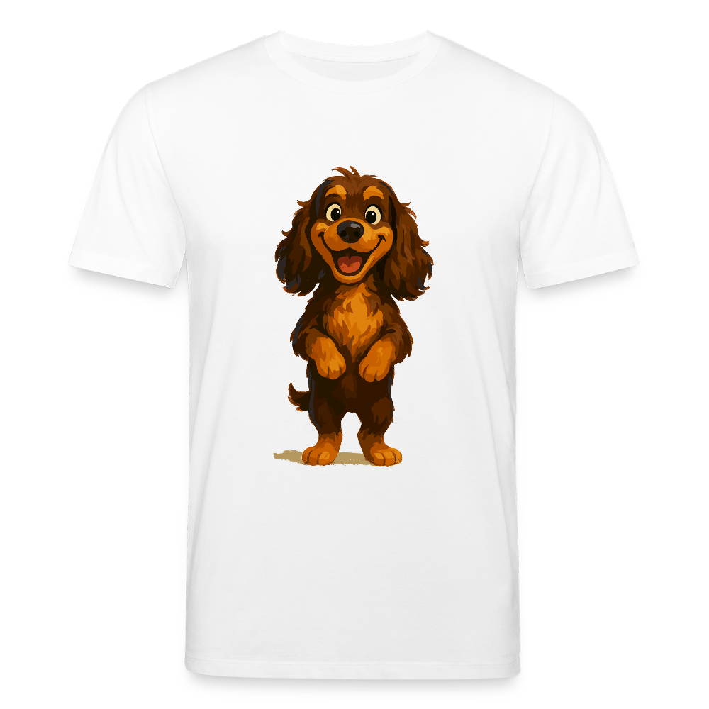 Cocker Spaniel T-Shirt breit grinsend – Lustiger Cartoon Hund, fröhliches Motiv für Hundeliebhaber und Tierfreunde - Weiß