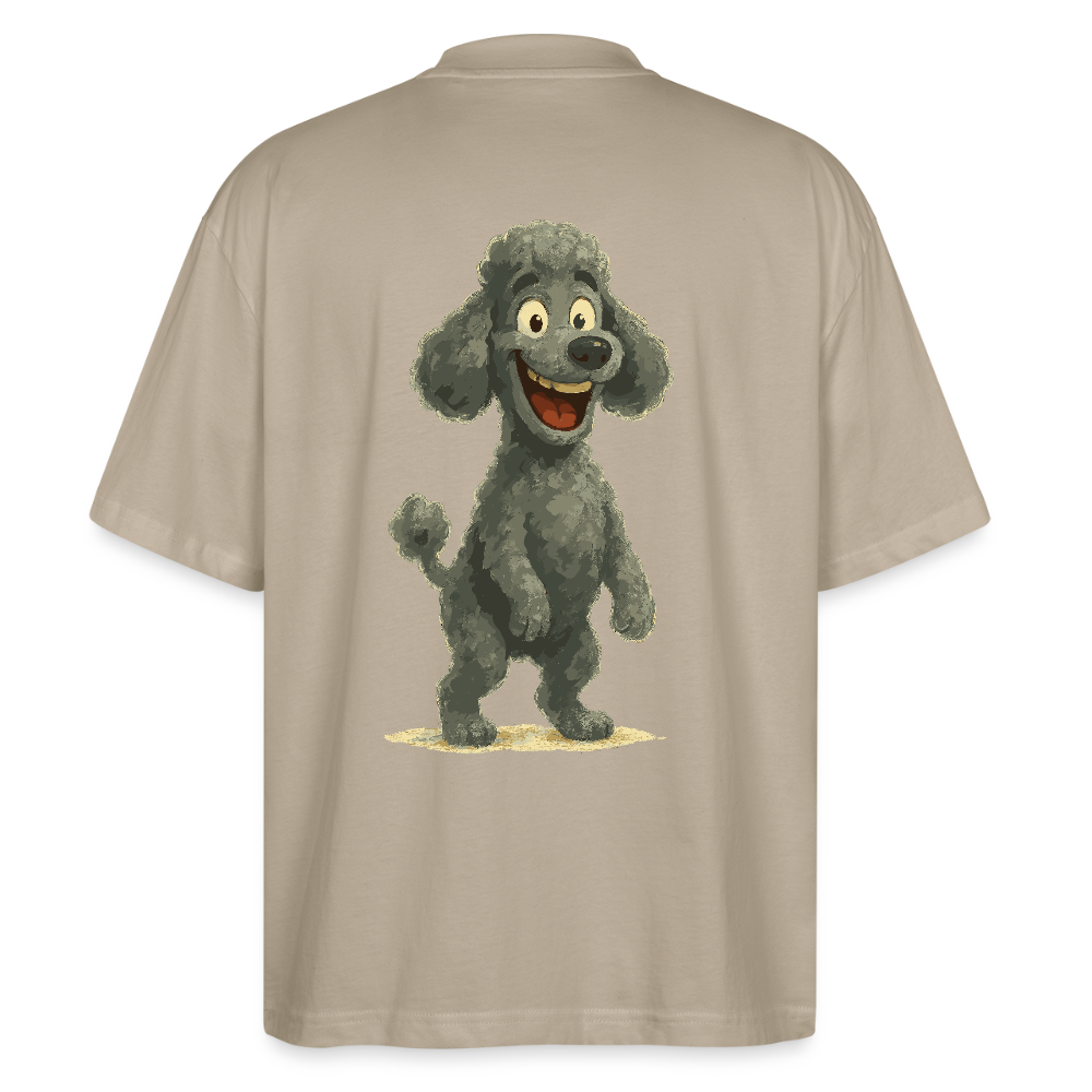 Pudel Oversized mit breitem Grinsen Lustiger Cartoon – Witziges Hunde Design für Pudel Fans und Hundeliebhaber - Steingrau