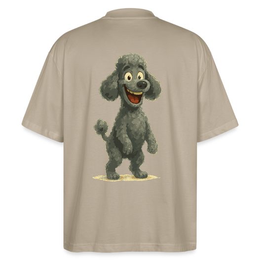 Pudel Oversized mit breitem Grinsen Lustiger Cartoon – Witziges Hunde Design für Pudel Fans und Hundeliebhaber - Steingrau