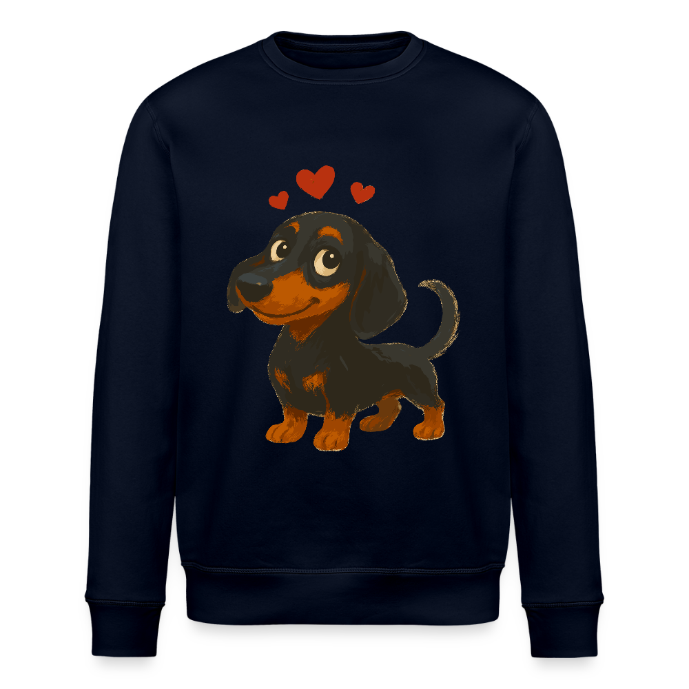 Dackel Sweatshirt – Verliebter Cartoon Dachshund | Süßer Hund Pullover Geschenk mit Herzen für Valentinstag & Hundefans - Navy