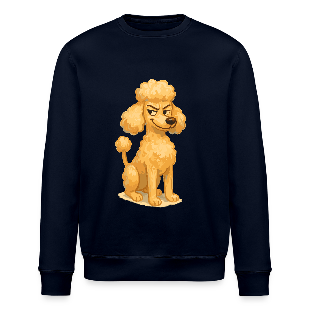 Frecher Pudel Sweatshirt Cartoon im Malstil – Humorvolles Hundemotiv für Tierfreunde und Geschenkidee für Hundeliebhaber - Navy