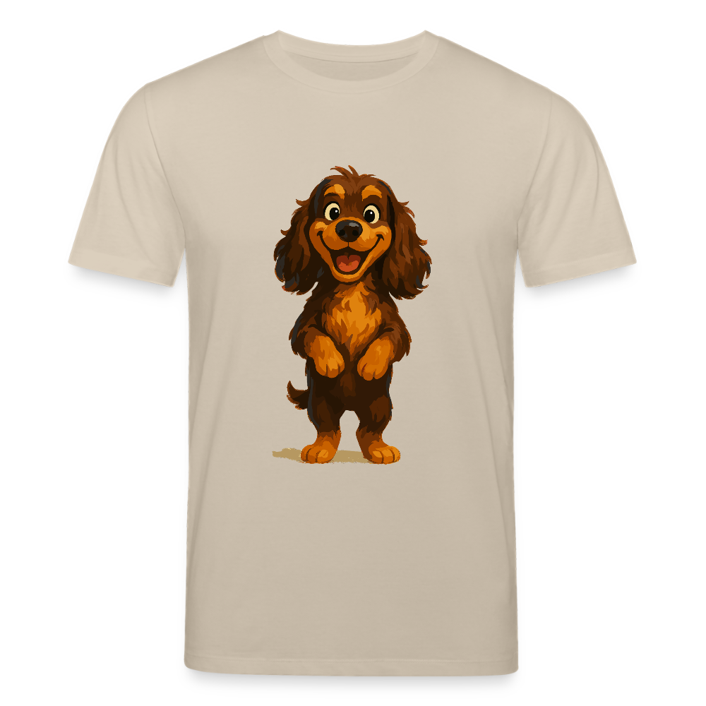 Cocker Spaniel T-Shirt breit grinsend – Lustiger Cartoon Hund, fröhliches Motiv für Hundeliebhaber und Tierfreunde - Beige