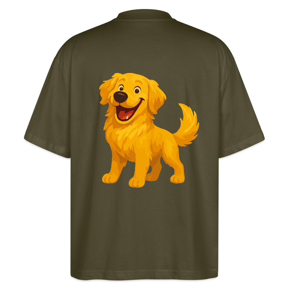 Golden Retriever Oversized Fröhlicher Cartoon – lachendes Hundemotiv, süßes Geschenk für Hundeliebhaber und Tierfreunde - Khaki