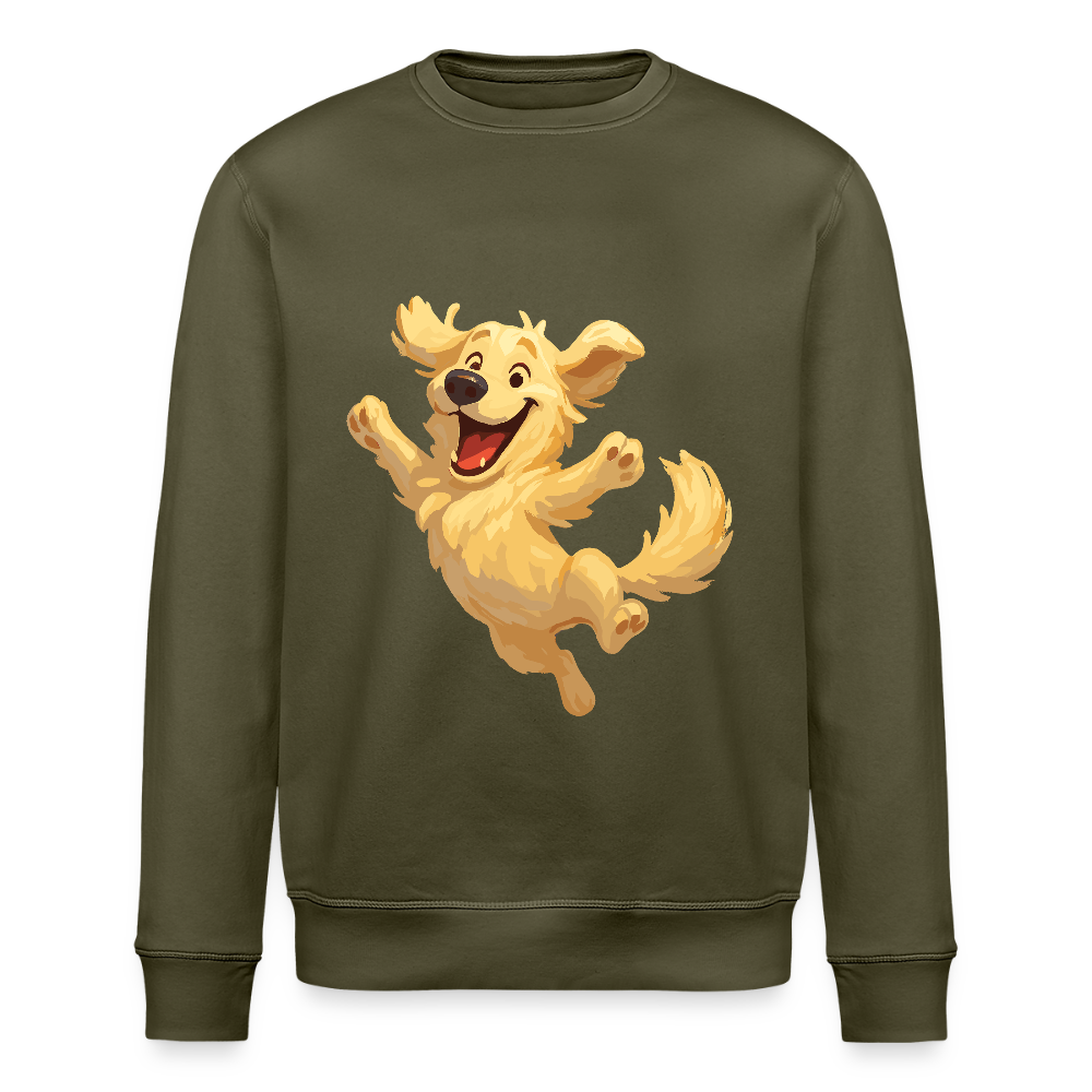Golden Retriever Sweatshirt Springender Cartoon – fröhliches Hundemotiv, perfektes Geschenk für Hundeliebhaber und Tierfreunde - Khaki