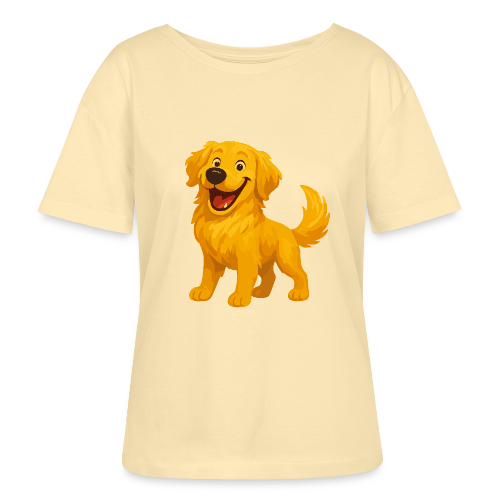 Golden Retriever Shirt Fröhlicher  Cartoon – lachendes Hundemotiv, süßes Geschenk für Hundeliebhaber und Tierfreunde - Creme