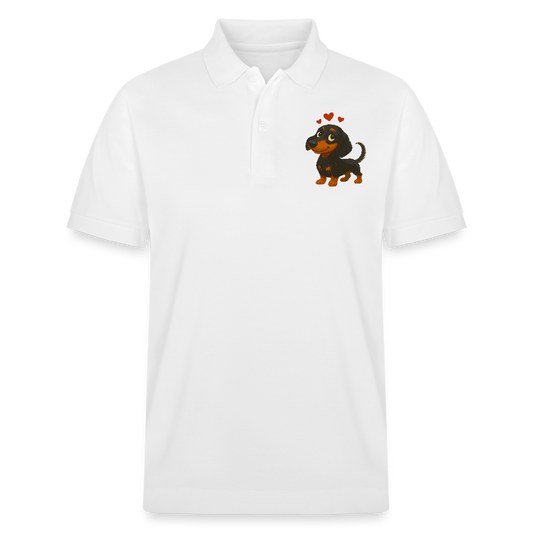 Dackel Poloshirt – Verliebter Cartoon Dachshund | Süßer Hund Pullover Geschenk mit Herzen für Valentinstag & Hundefans - Weiß