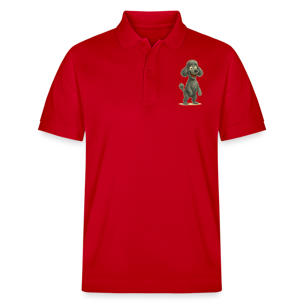 Pudel Poloshirt mit breitem Grinsen Lustiger Cartoon – Witziges Hunde Design für Pudel Fans und Hundeliebhaber - Rot